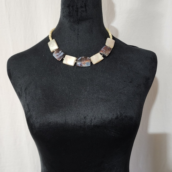 Rare 1950s Abalone and Mother-of-Pearl Geometric Necklace Mid-Century Modern - Picture 6 of 7